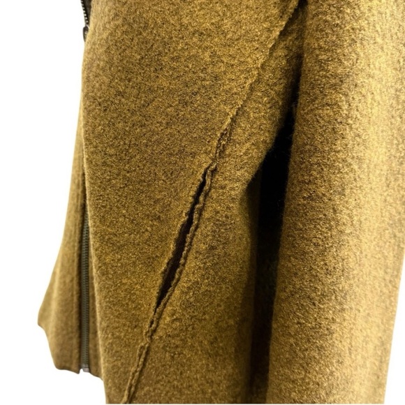 EILEEN FISHER Large Lightweight Boiled Wool Motorcycle Jacket GOLD LEAF NWT $388 - Picture 13 of 14